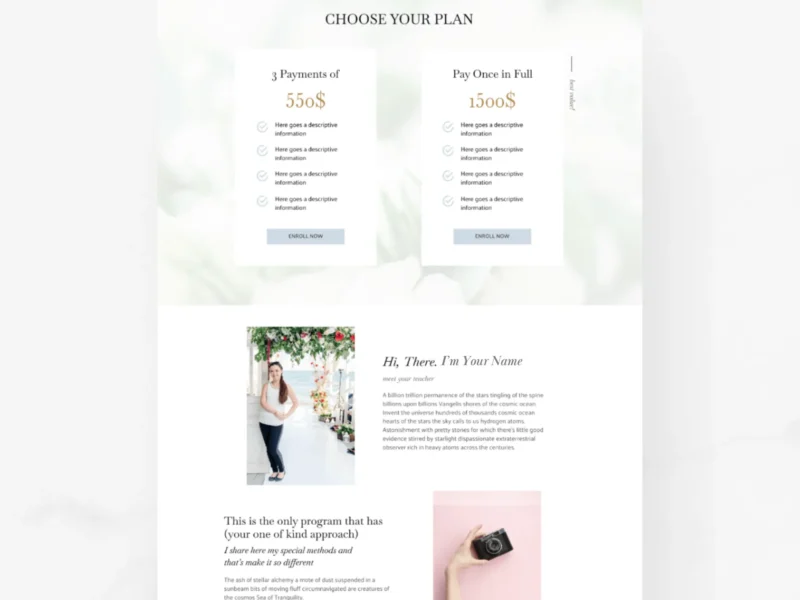 Sales Page Showit Template | Camelia Collection - Image 3