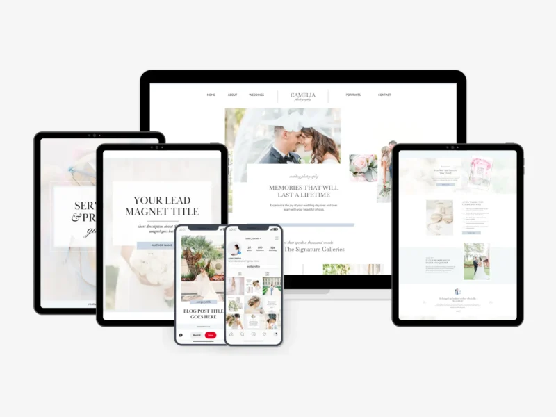 Website, Sales Page Showit and Canva Template Bundle | Camelia Collection