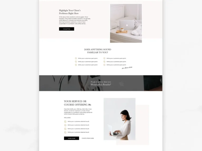 Website Showit template feminine Joanna Service page 04a