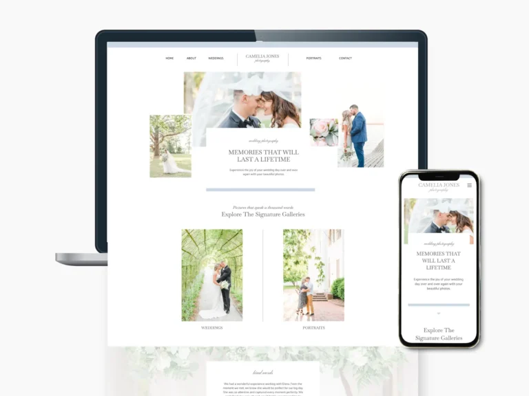 Website Showit template for wedding photographer Light and Airy Camella 01