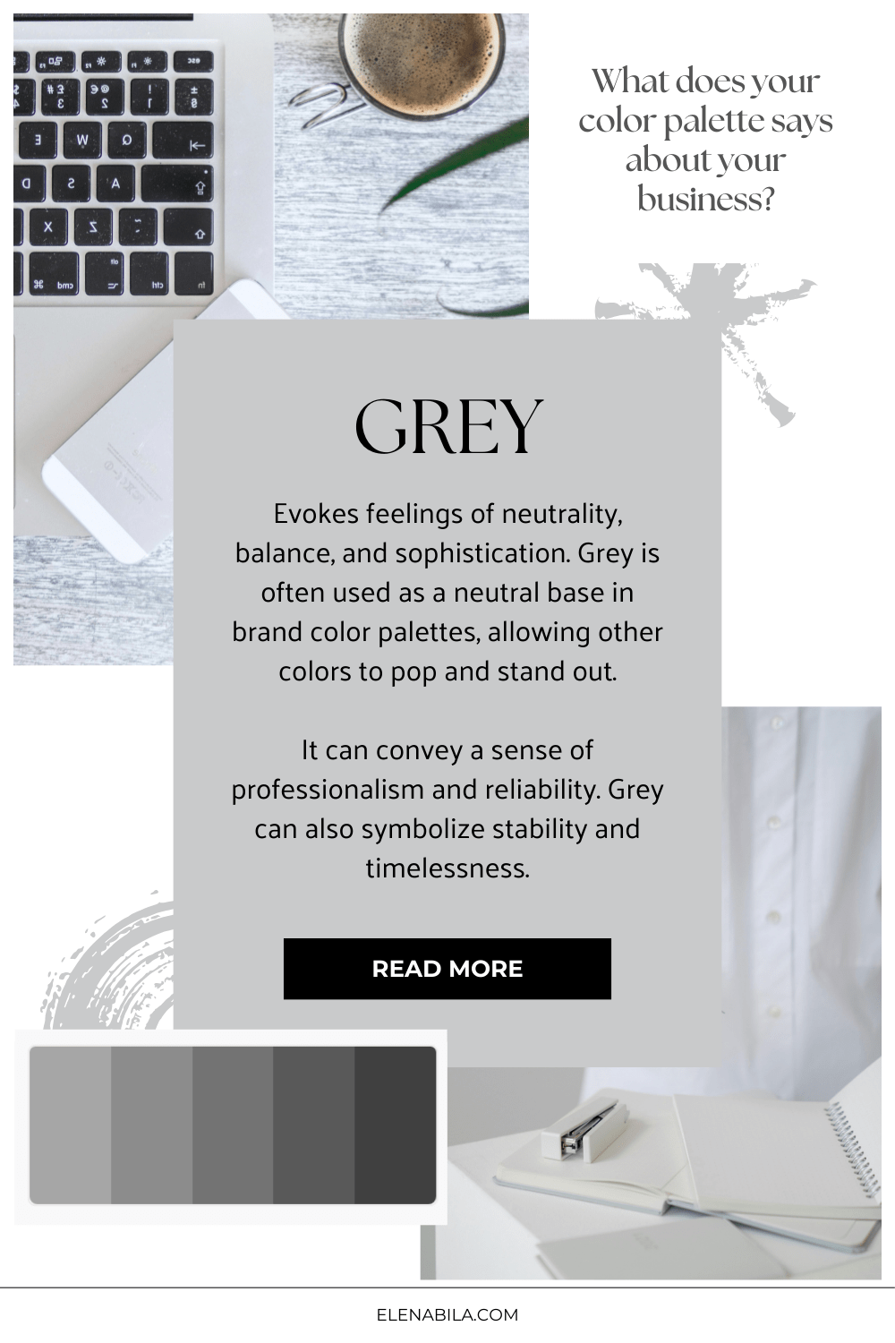 Color Psychology. What does your color palette says about your business. Meaning of grey color