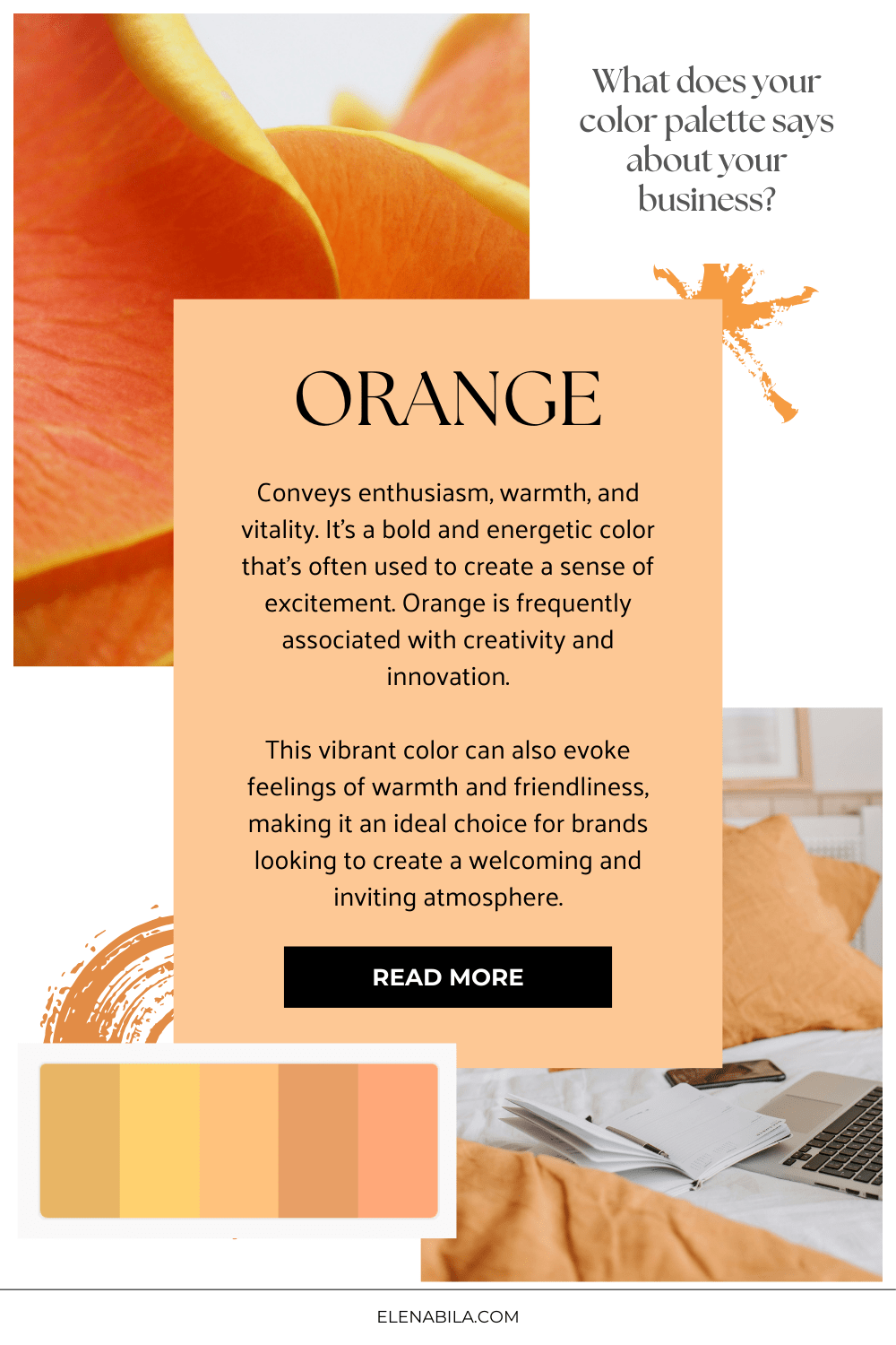 Color Psychology. What does your color palette says about your business. Meaning of orange color