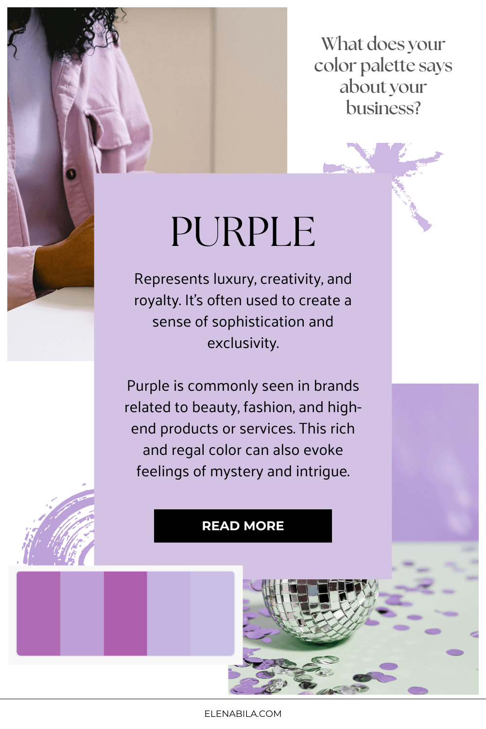 Color Psychology. What does your color palette says about your business. Meaning of purple color