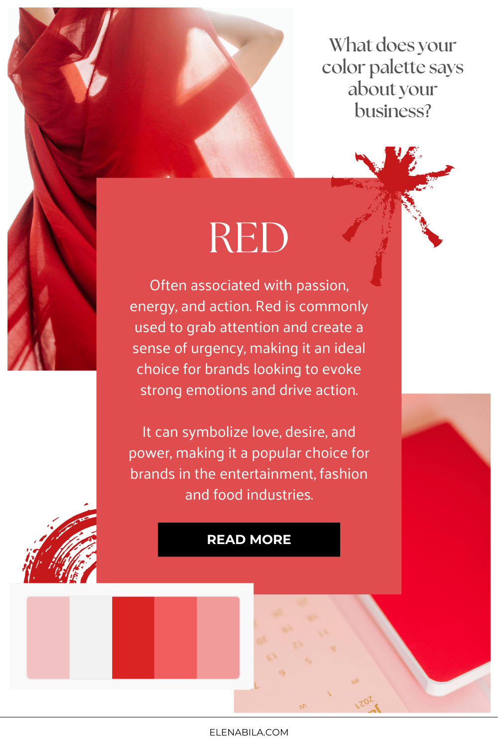 Color Psychology. What does your color palette says about your business. Meaning of red color