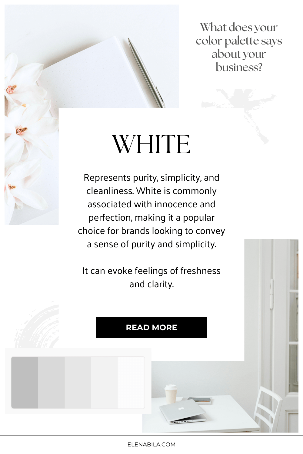 Color Psychology. What does your color palette says about your business. Meaning of white color