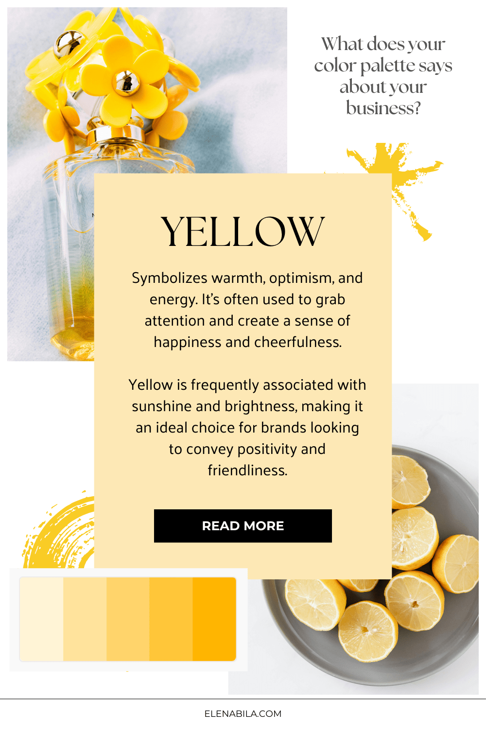 Color Psychology. What does your color palette says about your business. Meaning of yellow color