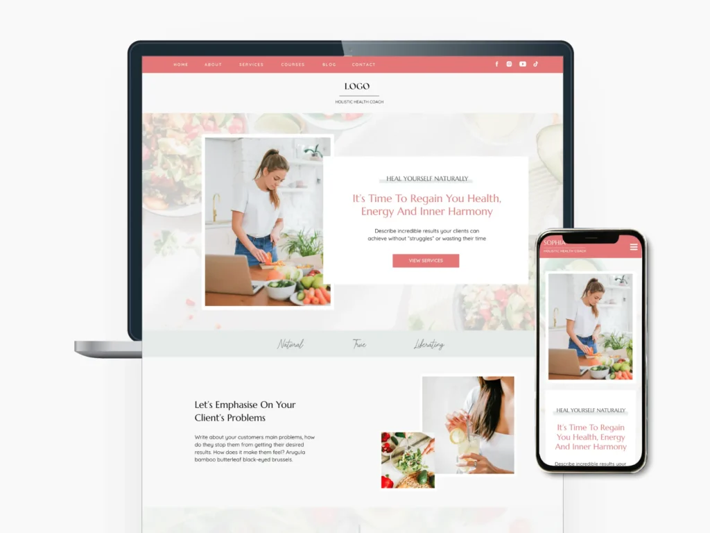 Showit Website template for nutritionist and holistic health experts Sophia pages1