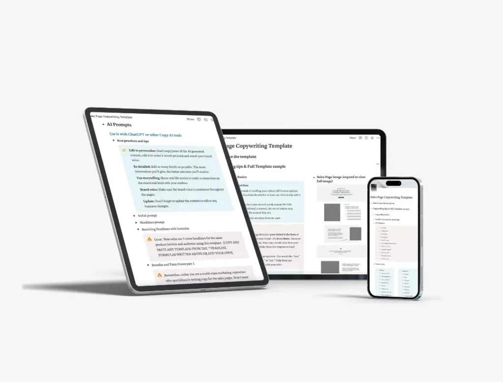 Sales page copy template