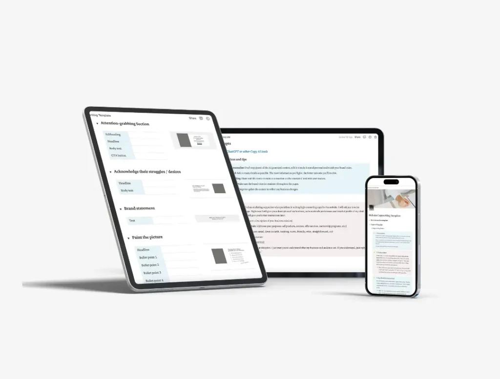 Website copywriting Notion template